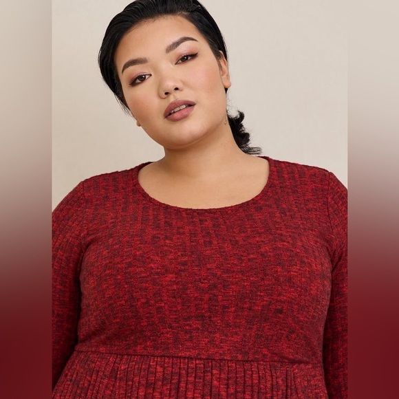 Torrid Red Textured Knit Long Sleeve Midi Dress – Women’s Size 4 (Plus) - Picture 4 of 15